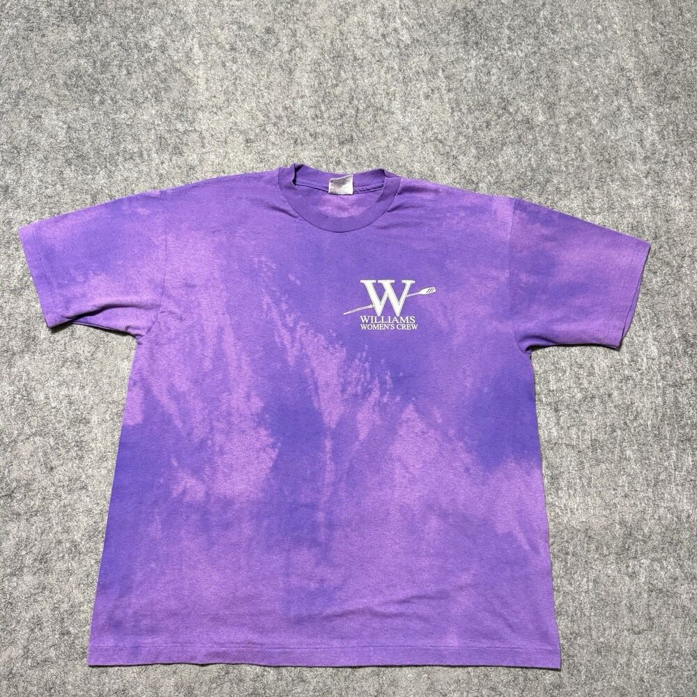 Vtg 90s Hanes Heavyweight Williams College Womens Crew Tie Dye T Shirt XL USA